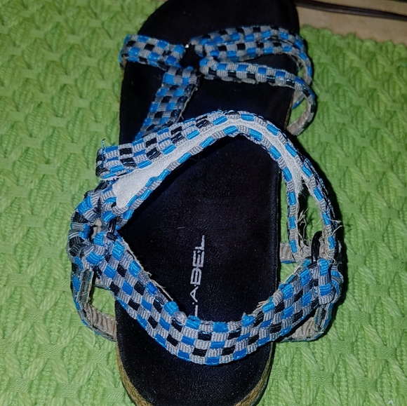 C Label Iria-3 Checker Velcro Footbed Sandals 10 Bright Blue Gray - Picture 7 of 12
